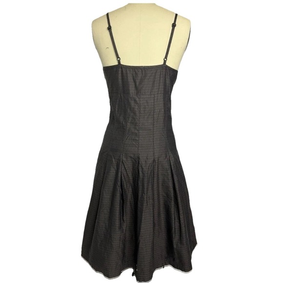 Ben Sherman Charcoal Brown Babydoll Bra‎ Dress L Pleated Skater Tradwife Preppy - Picture 5 of 11
